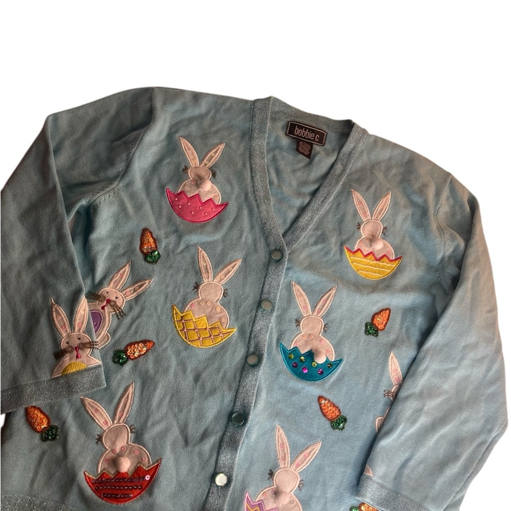 Bobbie C vintage Easter knit button sweater M/L